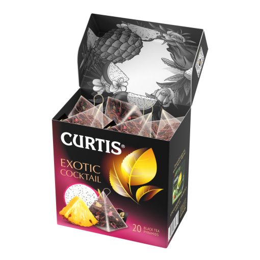 Curtis Egzotikus Koktél, ízesített fekete tea piramis-filterben, 20x1,7gr
