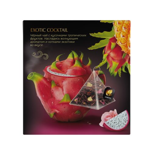 Curtis Egzotikus Koktél, ízesített fekete tea piramis-filterben, 20x1,7gr