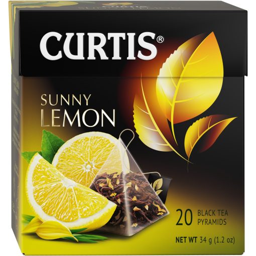 Curtis Napfényes Citrom, ízesített fekete tea piramis-filterben, 20x1,7gr