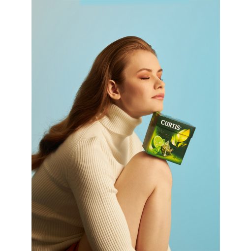 Curtis Friss Mojito, ízesített zöld tea piramis-filterben, 20x1,7gr