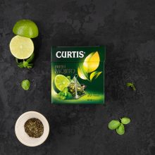 Curtis Friss Mojito, ízesített zöld tea piramis-filterben, 20x1,7gr