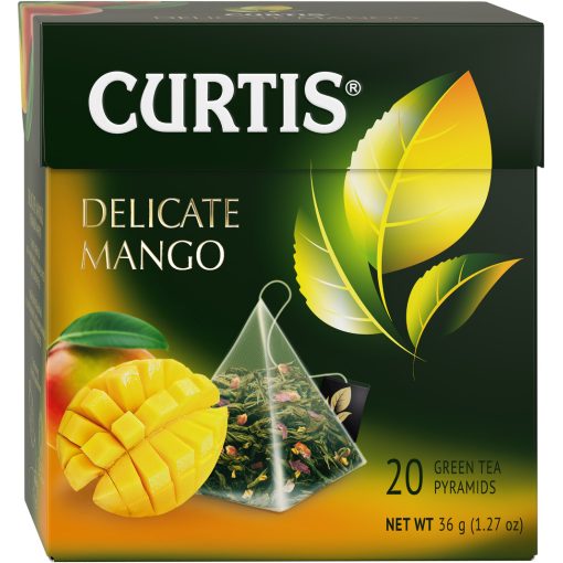 Curtis Lágy Mango, ízesített zöld tea piramis-filterben, 20x1,8gr