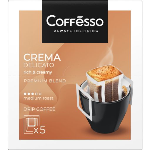 Coffesso Crema Delicato,őrölt kávé filterben, csepegtetett kávé készítéséhez, 5x9g