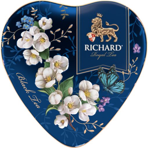 Richard Royal Szív, ízesített, szálas fekete tea fém dobozban, 30gr KÉK