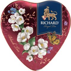   Richard Royal Szív, ízesített, szálas fekete tea fém dobozban, 30gr BORDÓ