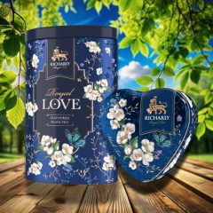   Richard Royal Love Szett, fémdobozos ízesített szálas fekete tea, 80+30g KÉK