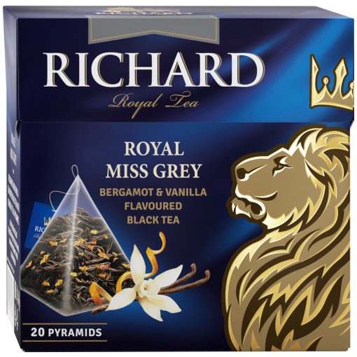 Richard Royal Miss Grey ízesített fekete tea, piramis-filter, 20x1,7g