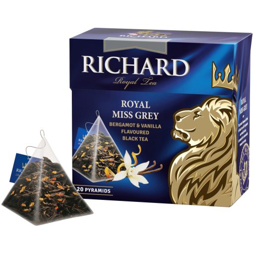 Richard Royal Miss Grey ízesített fekete tea, piramis-filter, 20x1,7g