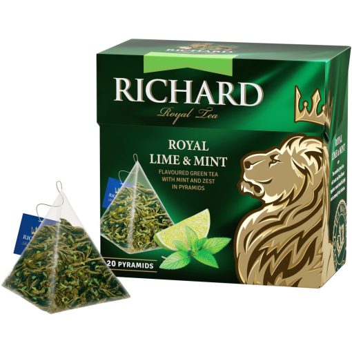 Richard Royal Lime&Menta ízesített, zöld tea, piramis-filter, 20x1,7g