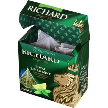 Richard Royal Lime&Menta ízesített, zöld tea, piramis-filter, 20x1,7g