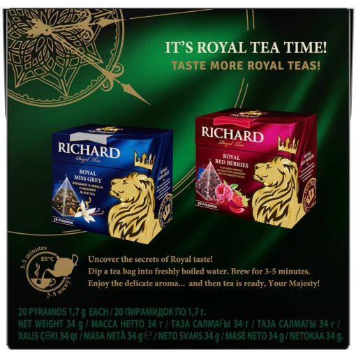 Richard Royal Lime&Menta ízesített, zöld tea, piramis-filter, 20x1,7g