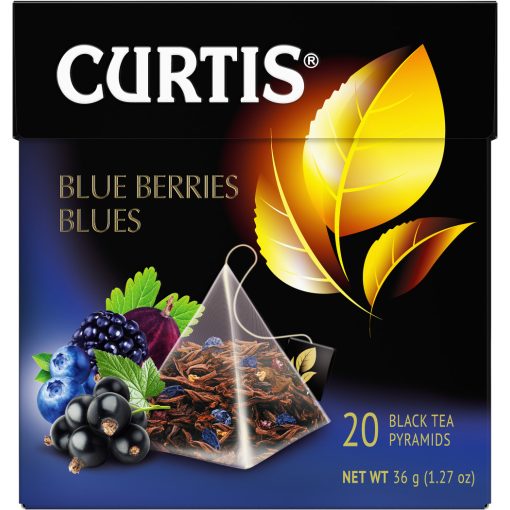 Curtis Kék Bogyós Blues, ízesített fekete tea piramis-filterben, 20x1,8gr