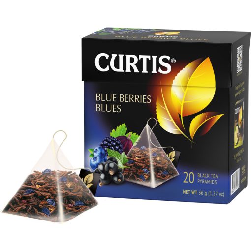 Curtis Kék Bogyós Blues, ízesített fekete tea piramis-filterben, 20x1,8gr