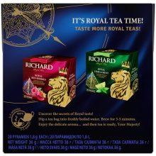 Richard Szőlő ízesített, fekete tea, piramis-filter, 20x1,7g