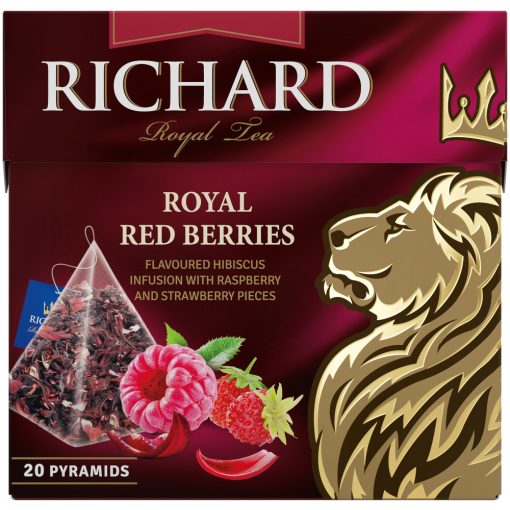 Richard Royal Piros Bogyós gyümölcsös-gyógynövényes, piramis-filter, 20x1,7g