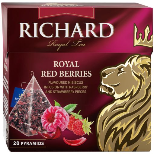 Richard Royal Piros Bogyós gyümölcsös-gyógynövényes, piramis-filter, 20x1,7g