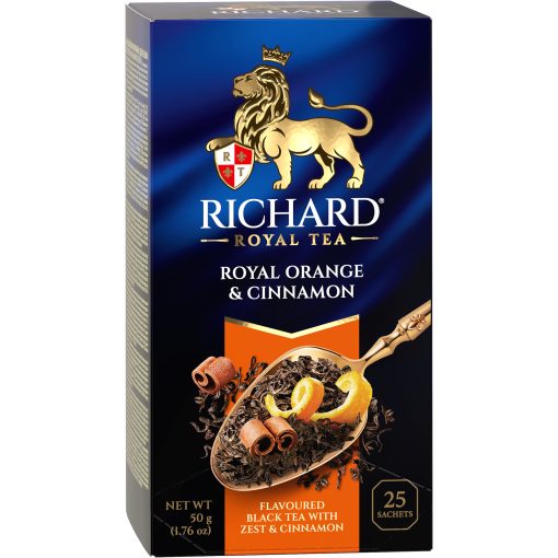 Richard Royal Narancs&Fahéj ízesített fekete tea, filteres, 25x2g