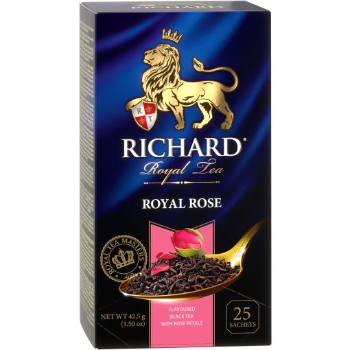 Richard Royal Rose, ízesített fekete tea, filteres, 25x1,7g