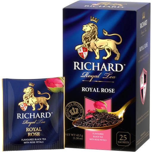 Richard Royal Rose, ízesített fekete tea, filteres, 25x1,7g