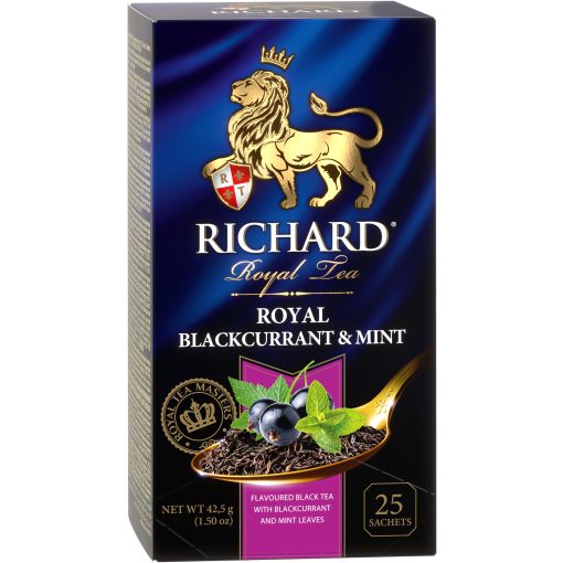 Richard Royal Feketeribizli&Mentol, ízesített fekete tea, filteres, 42,5g