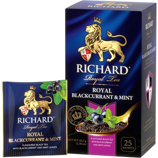 Richard Royal Feketeribizli&Mentol, ízesített fekete tea, filteres, 42,5g