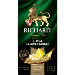   Richard Royal Citrom&Gyömbér, gyógynövényes keverék, koffein mentes, filteres, 37,5g