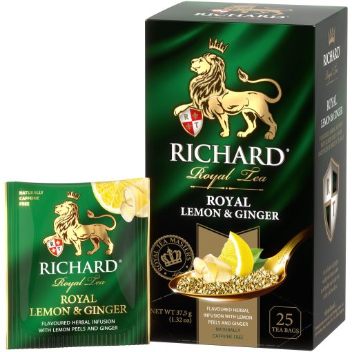 Richard Royal Citrom&Gyömbér, gyógynövényes keverék, koffein mentes, filteres, 37,5g