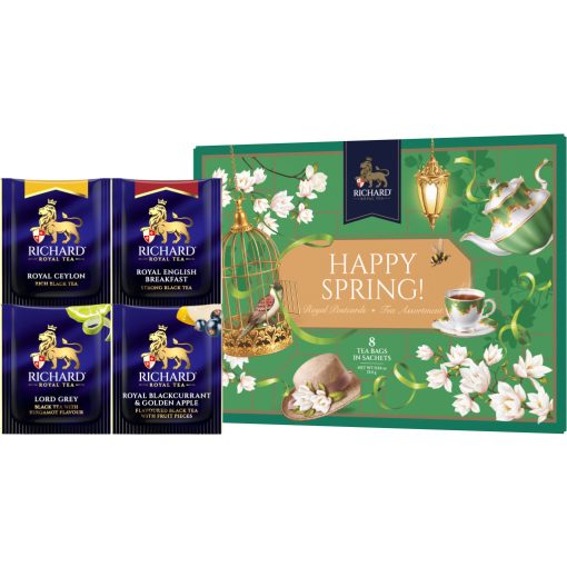 Richard Royal Képeslap filteres fekete teaválogatás 2025, 15,4g HAPPY SPRING