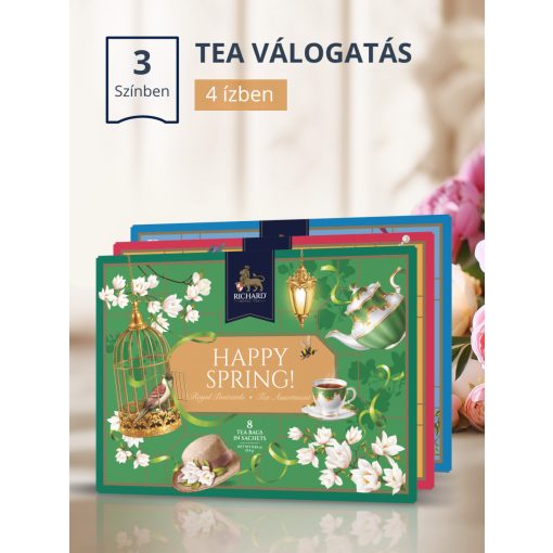 Richard Royal Képeslap filteres fekete teaválogatás 2025, 15,4g HAPPY SPRING