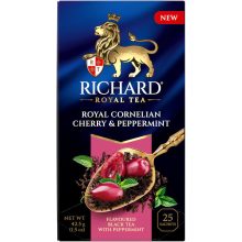 Richard Royal Cornelian Cherry & Peppermint ízesített fekete tea, 25filter x 1,7g