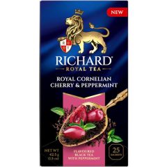   Richard Royal Cornelian Cherry & Peppermint ízesített fekete tea, 25filter x 1,7g