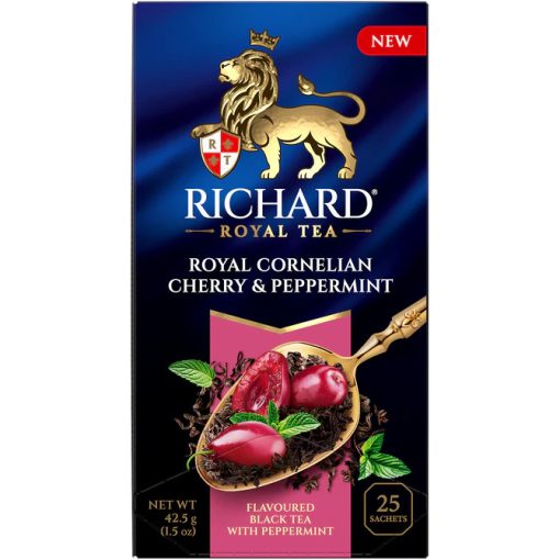 Richard Royal Cornelian Cherry & Peppermint ízesített fekete tea, 25filter x 1,7g