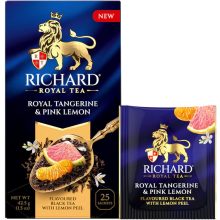 Richard Royal Tangerine & Pink Lemon ízesített fekete tea, 25filter x 1,7g