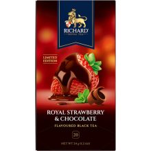 Richard Royal Strawberry & Chocolate ízesített fekete tea, 20 filter x 1,7g