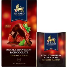 Richard Royal Strawberry & Chocolate ízesített fekete tea, 20 filter x 1,7g
