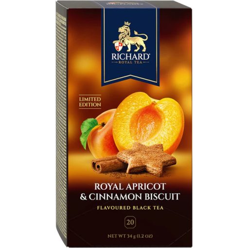 Richard Royal Apricot & Cinnamon biscuit ízesített fekete tea, 20 filter x 1,7g