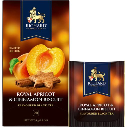 Richard Royal Apricot & Cinnamon biscuit ízesített fekete tea, 20 filter x 1,7g