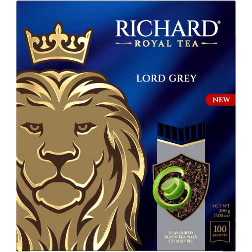 Richard Royal Lord Grey filteres, ízesített fekete tea,  100 filteres family pack