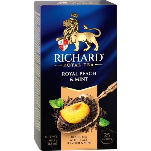 Richard Royal Őszibarack&Menta ízesített fekete tea, 25 filter x 1,7g