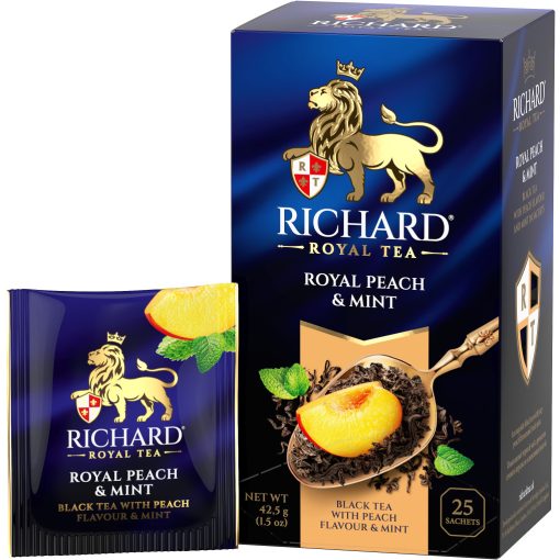 Richard Royal Őszibarack&Menta ízesített fekete tea, 25 filter x 1,7g