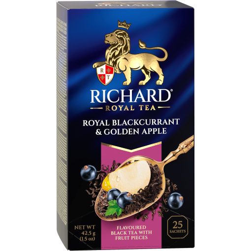 Richard Royal Feketeribizli & Golden alma, ízesített fekete tea, 25 filter x 1,7g
