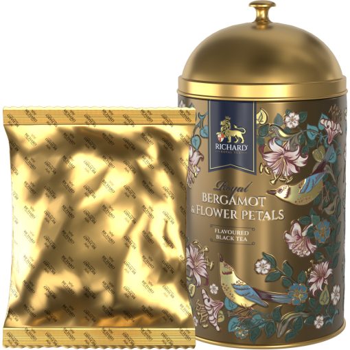 Richard Royal Bergamot & Flower Petals ízesített, szálas fekete tea, fémdobozban 60 g - BROWN