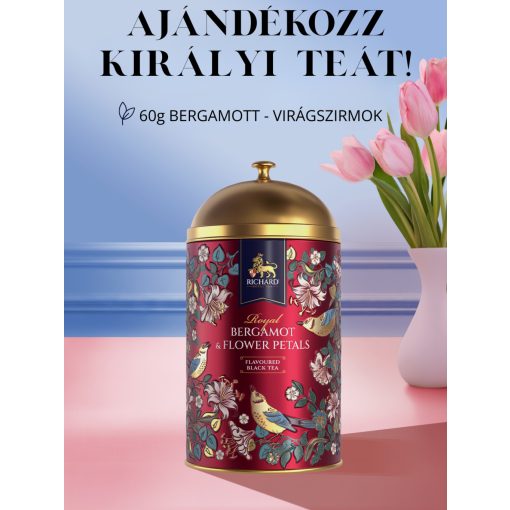 Richard Royal Bergamot & Flower Petals ízesített, szálas fekete tea, fémdobozban 60 g - RED
