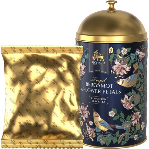 Richard Royal Bergamot & Flower Petals ízesített, szálas fekete tea, fémdobozban 60 g - BLUE