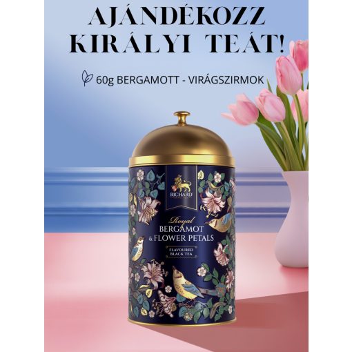Richard Royal Bergamot & Flower Petals ízesített, szálas fekete tea, fémdobozban 60 g - BLUE