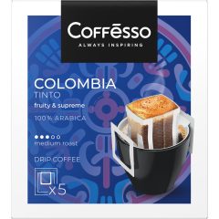   Caffesso Colombia Tinto, őrölt kávé filterben, csepegtetett kávé készítéséhez, 5x10g