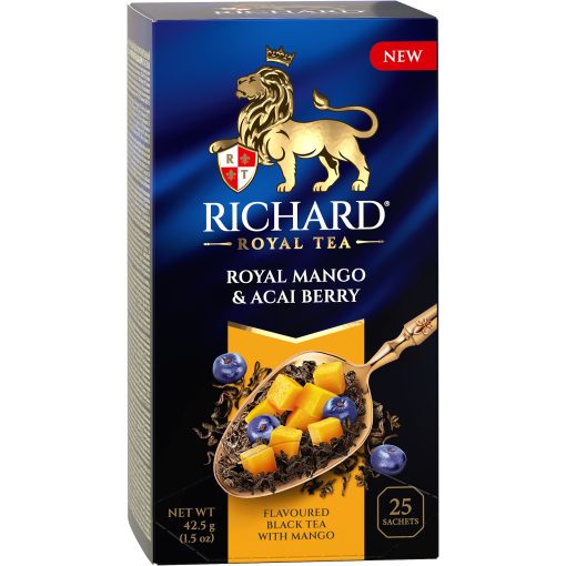 Richard Royal Mangó & Acai Bogyó ízesített fekete tea, 25 filter