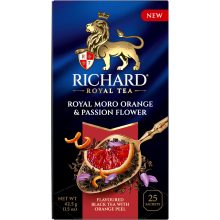 Richard Royal Moro Narancs & Golgotavirág ízesített fekete tea, 25 filter