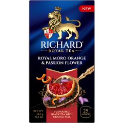   Richard Royal Moro Narancs & Golgotavirág ízesített fekete tea, 25 filter