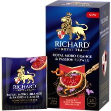 Richard Royal Moro Narancs & Golgotavirág ízesített fekete tea, 25 filter